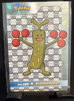 Rare Pokemon Shiny Full Art #185 Sudowoodo Low Pop Cracked Ice Holo Card ⭐ - Image 1