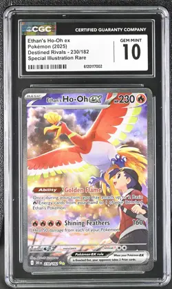 2025 POKEMON DESTINED RIVALS #230 ETHAN'S HO-OH EX CGC 10 - Image 1