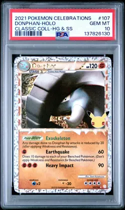2021 POKEMON CELEBRATIONS CLASSIC COLL #107 DONPHAN-HOLO PSA 10 - Image 1