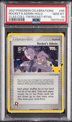 2021 POKEMON CELEBRATIONS CLASSIC COLL #86 ROCKET'S ADMIN-HOLO PSA 10 - Image 1