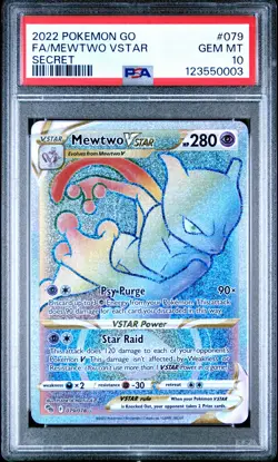 2022 POKEMON GO SECRET #079 FULL ART/MEWTWO VSTAR PSA 10 - Image 1