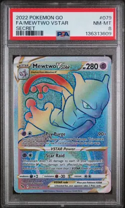 2022 POKEMON GO SECRET #079 FULL ART/MEWTWO VSTAR PSA 8 - Image 1