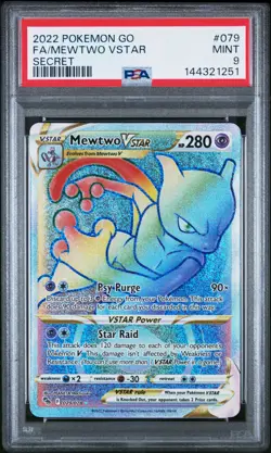 2022 POKEMON GO SECRET #079 FULL ART/MEWTWO VSTAR PSA 9 - Image 1