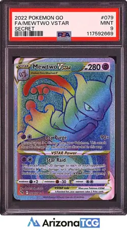 Pokemon 2022 Mewtwo VSTAR 079/078 Full Art Secret Rare Pokemon GO PSA 9 - Image 1
