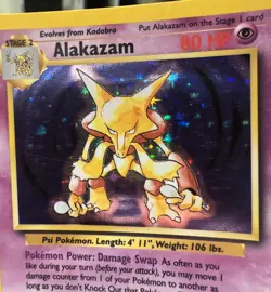 ALAKAZAM Pokemon TCG Holo Rare Card 1/102 Base Set 1999 vintage - Image 1