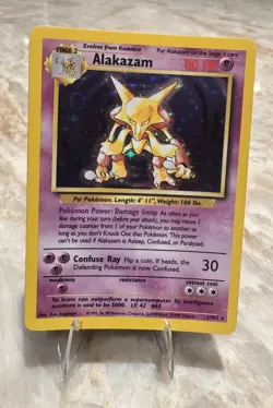 ALAKAZAM Pokemon TCG Holo Rare Card 1/102 Base Set 1999 vintage - Image 2