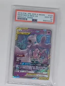 2019 japanese pokemon sm11 miracle twins 029 mewtwo/mew gx psa 10 - Image 1
