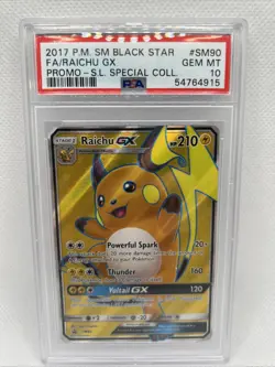 Pokemon 2017 SM Black Star Promo #SM90 Full Art/Raichu GX PSA 10 - Image 1