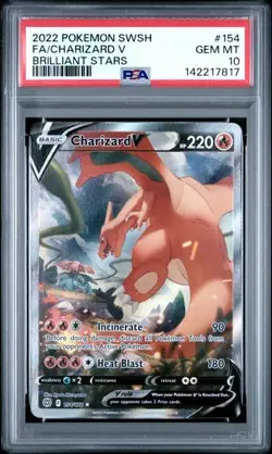 Charizard V PSA 10 Alt Art Brilliant Stars Pokemon Card SWSH 154/172 FA 2022 - Image 1