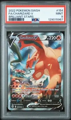 PSA 9 Charizard V 154/172 Alternate Art Brilliant Stars Ultra Rare Pokemon Card - Image 1