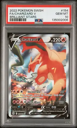 Charizard V PSA 10 - 154/172 - Alternate Art - Brilliant Stars - Pokemon - Image 1