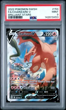 Charizard V #154 PSA 9 Brilliant Stars Alternate Art Graded Pokemon Card - Image 1