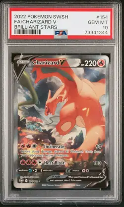 2022 Pokemon Brilliant Stars | Charizard V Alt Art (154/172) | PSA 10 - Image 1