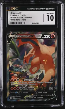Charizard V 154/172 Ultra Rare Holo Brilliant Stars Pokemon CGC 10 Gem Mint *076 - Image 1