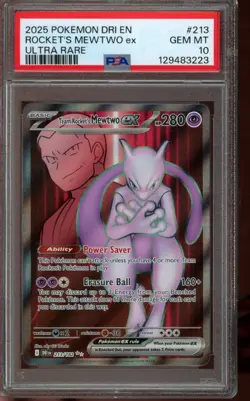 PSA 10 GEM MINT Pokemon Team Rocket's Mewtwo ex Destined Rivals Rare 213/182 - Image 1
