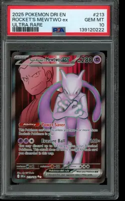 PSA 10 GEM MINT Pokemon Team Rocket’s Mewtwo ex Destined Rivals 213/182 - Image 1