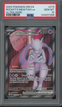 2025 Pokemon DRI EN Ultra Rare #213 Rocket's Mewtwo ex Gem Mint PSA 10 - Image 1