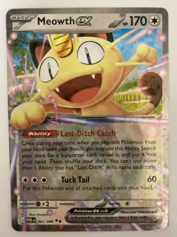 Pokemon Meowth EX 062/088 POR EN Rare Holo Basic 170 HP 2016 Card - Image 1