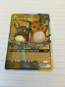 Pokemon TCG Raichu & Alolan Raichu GX 220/236 – Unified Minds Tag Team – NM - Image 1