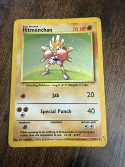 Hitmonchan Holo Pokemon Card 7/102 Base Set WOTC 1999 PLAYED - Image 2