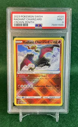 2023 Pokemon TCG Radiant Charizard Crown Zenith 020/159 Holo Rare PSA MINT 9 - Image 1