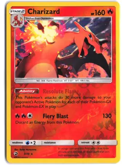 Charizard 3/70 Holo Rare Dragon Majesty Pokemon Reverse Holo - Image 1