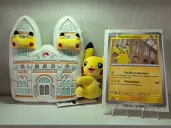 Pokemon x Natural History Museum Pikachu Plush, Jumbo Promo Card & Booklet - Image 1