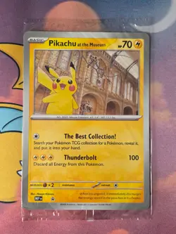 Pokemon x Natural History Museum Pikachu Plush, Jumbo Promo Card & Booklet - Image 2