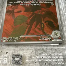 Pokemon Scizor Illustration Rare Holo SV03 Obsidian Flames 205/197 TAG 8.5 TCG - Image 4