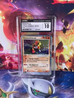 CGC 10 Hitmonchan ex 98/109 Ruby and Sapphire Pokemon TCG 2003 - Image 1