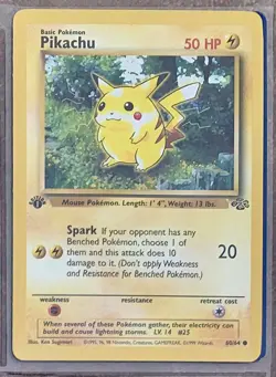 Pokemon Pikachu - 60/64 - Jungle Set - 1st Edition - Near Mint (front & back) - Image 1