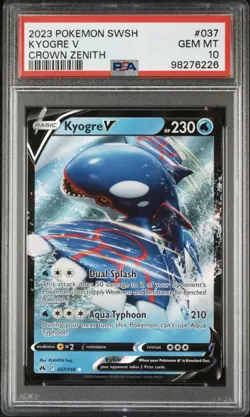 Pokemon Kyogre V 037/159 Crown Zenith Ultra Rare Holo V PSA 10 - Image 1