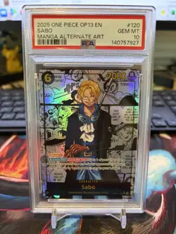 2025 One Piece Carrying On His Will Sabo Manga Alt Art #OP13-120 PSA 10 - Image 1