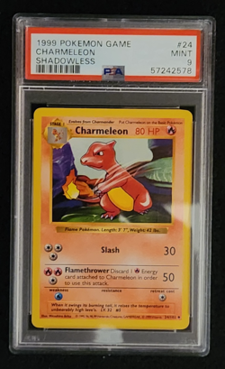1999 Pokemon Base Set Shadowless Charmeleon #24/102 PSA Mint 9 - Image 1