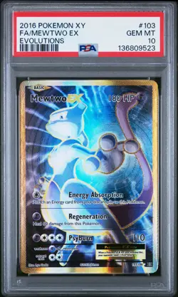 2016 POKEMON XY EVOLUTIONS #103 FULL ART/MEWTWO EX PSA 10 - Image 1