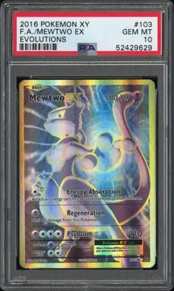 2016 POKEMON XY EVOLUTIONS FULL ART/MEWTWO EX 103 - PSA 10 - Image 1