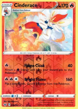 Pokemon TCG Sword & Shield "Cinderace"! Reverse Holo! #36/202. Near Mint-Mint! - Image 1