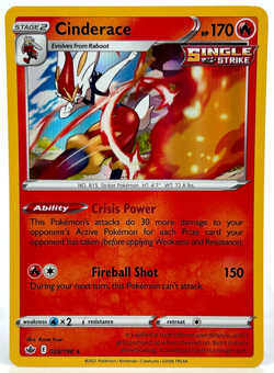 CINDERACE Rare Holo Sword Shield Chilling Reign 28/198 Pokemon - Image 2