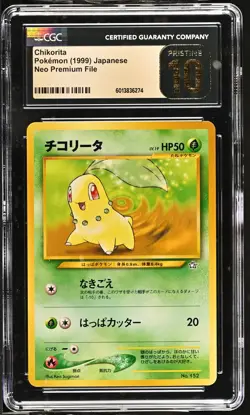 1999 Neo Premium File Chikorita CGC PRISTINE 10 Pokemon - Image 1