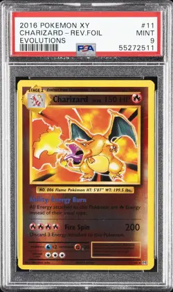 2016 POKEMON XY EVOLUTIONS #11 CHARIZARD-REVERSE FOIL PSA 9 - Image 1