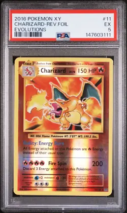 2016 POKEMON XY EVOLUTIONS #11 CHARIZARD-REVERSE FOIL PSA 5 - Image 1