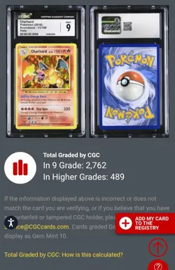 Charizard 2016 Pokemon XY HOLO Evolutions 11/108 CGC 9 - Image 3