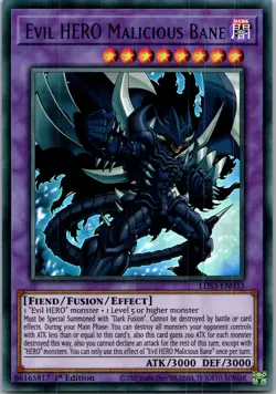 Yugioh Evil HERO Malicious Bane (Blue) LDS3-EN033 1st Edition Ultra Rare NM - Image 1