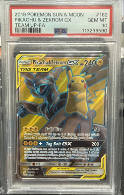 2019 POKEMON PIKACHU & ZEKROM GX TEAM UP-FA SUN & MOON TEAM UP #162 PSA 10 - Image 1