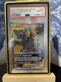 Pokemon Pikachu & Zekrom GX Tag Team (Full Art) 162/181 Sm-Team Up Holo PSA 10 - Image 1