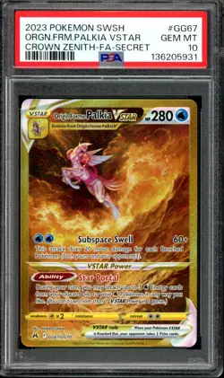 PSA 10 Origin Forme Palkia VSTAR GG67/GG70 Gold Crown Zenith Pokemon - Image 1