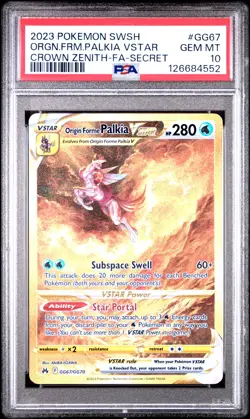 PSA 10 Palkia Vstar #GG67 2023 Pokemon Sword And Shield Crown Zenith 126684552 - Image 1