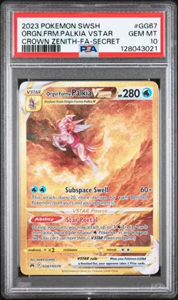 POKEMON ORIGIN FORME PALKIA VSTAR GG67 Alt Art CROWN ZENITH PSA 10 - Image 1