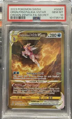 2023 POKEMON SWSH CROWN ZENITH #GG67 FULL ART/ORIGIN FORME PALKIA VSTAR PSA 10 - Image 1
