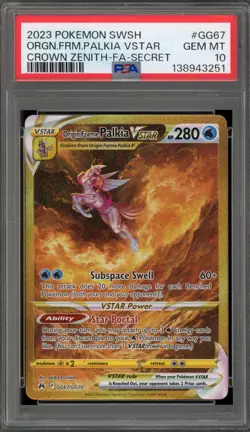 Pokemon Origin Forme Palkia VSTAR Crown Zenith Secret Rare Full Art #GG67 PSA 10 - Image 1